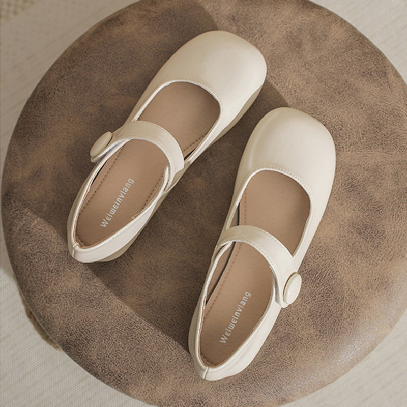 秋季日系文艺圆头娃娃鞋简约魔术贴玛丽珍复古红色平底小皮鞋大码,女鞋,玛丽珍鞋,淘宝优惠券,粉丝福利购,淘宝优惠卷