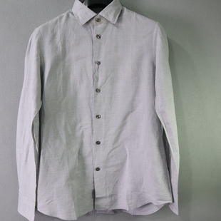 款 长袖 衬衫 蓝豹 38码 ONE系列灰色商务修身 69%亚麻31%棉 男士