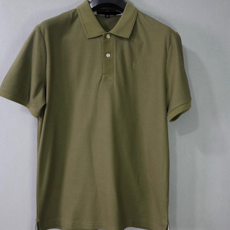 蓝豹/男士夏季商务休闲全棉薄款短袖T恤衫 橄榄绿 常规款