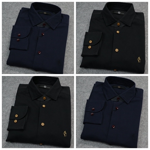 长袖 衬衫 超修身 蓝豹 38码 黑色商务全棉秋冬略厚款 款 男士