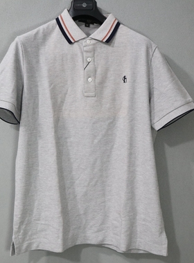 蓝豹/男士夏季灰色休闲翻领全棉款短袖T恤 46 48 50 52 54码