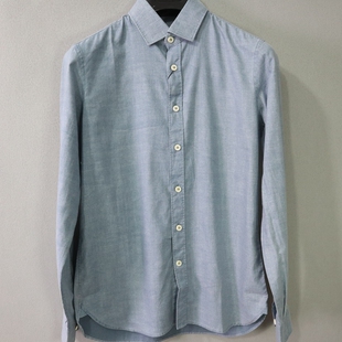 款 蓝色休闲牛仔全棉超修身 长袖 衬衫 蓝豹 38码 男士