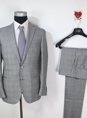 蓝豹/lampo套装西服 bespoke系列春秋款格纹羊毛商务超修身