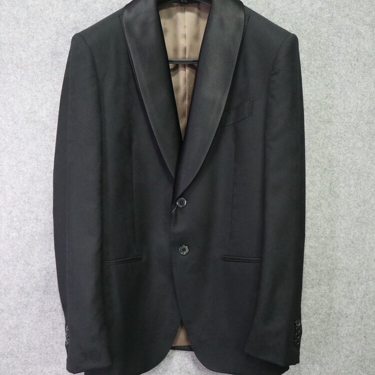 蓝豹/男士黑色暗纹商务青果领套装西服 bespoke灰标系列  175 96B
