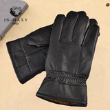 Мужские утепленные удерживающие тепло дорожные ветрозащитные перчатки из овчины, из натуральной кожи