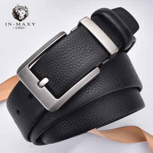 带牛仔裤 皮带男士 裤 腰带男头层牛皮百搭休闲针扣式 皮带 真皮新款