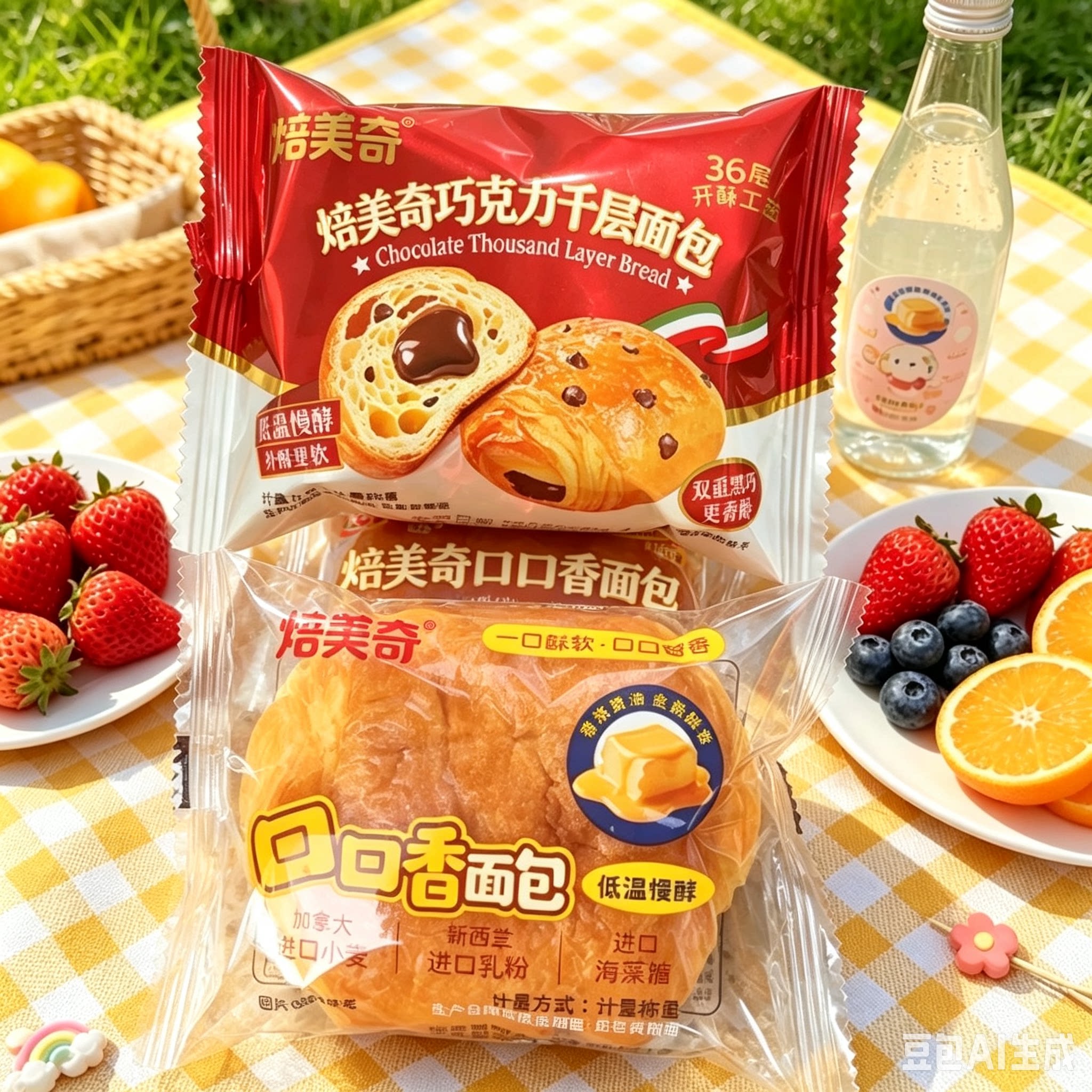 泡吧焙美奇口口香巧克力千层面包早餐蛋糕包儿童营养手工代餐面包
