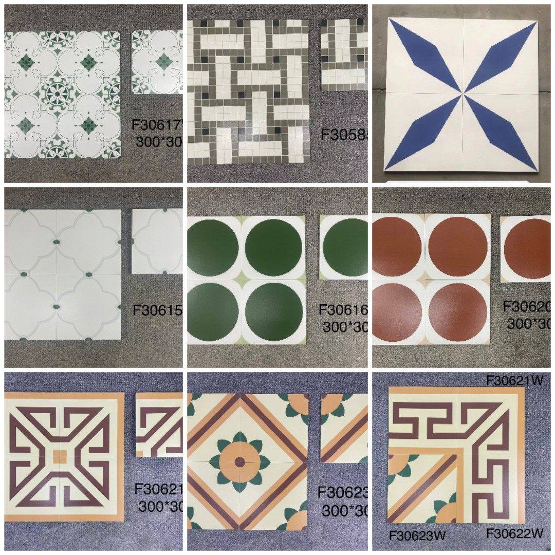 300x300阳台庭院花砖厨卫浴室服装店图书馆餐吧防滑地砖复古墙砖,家装主材,仿大理石瓷砖,淘宝优惠券,粉丝福利购,淘宝优惠卷