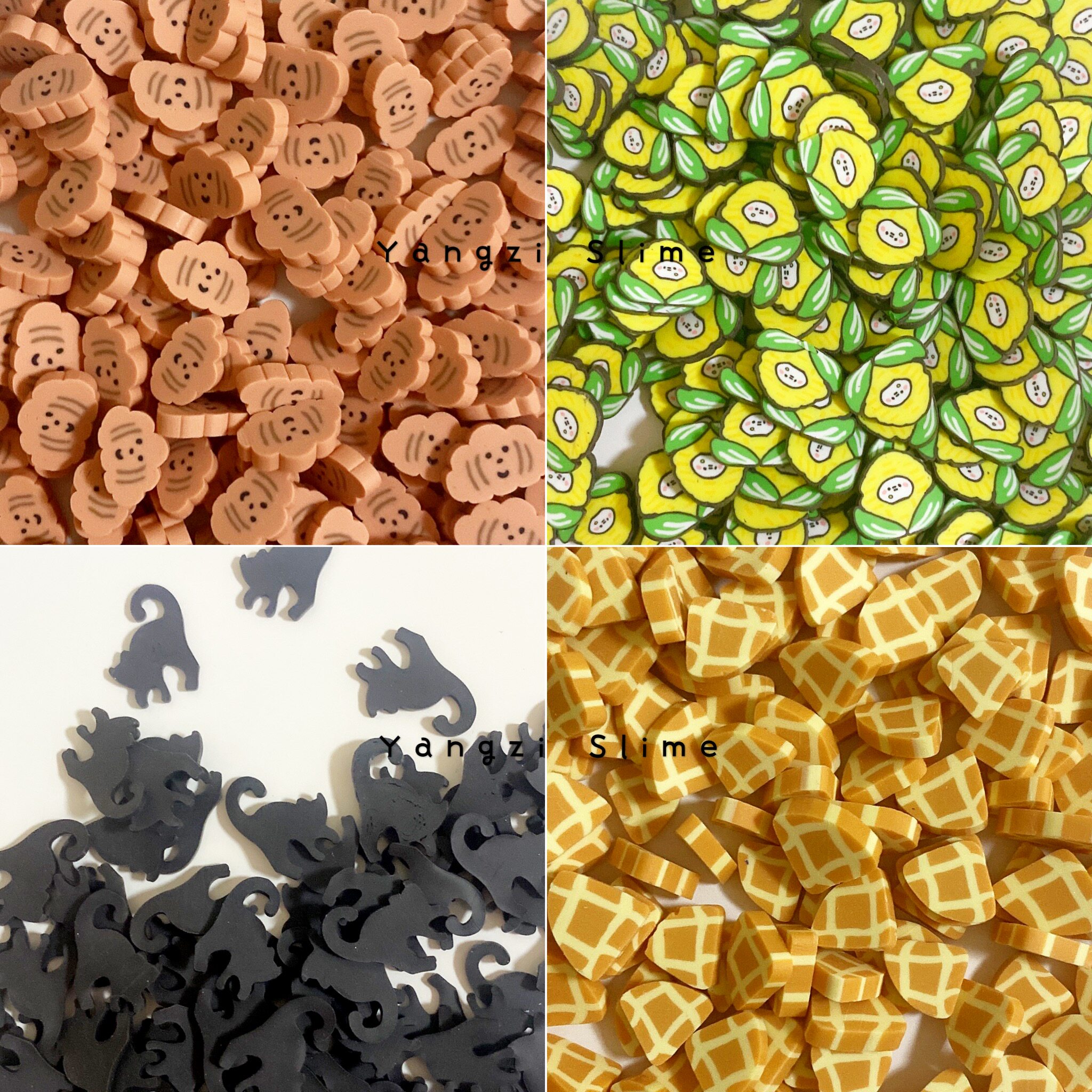 仿真格子饼干 黑猫 表情玉米牛角包软陶切片 史莱姆填充起泡胶