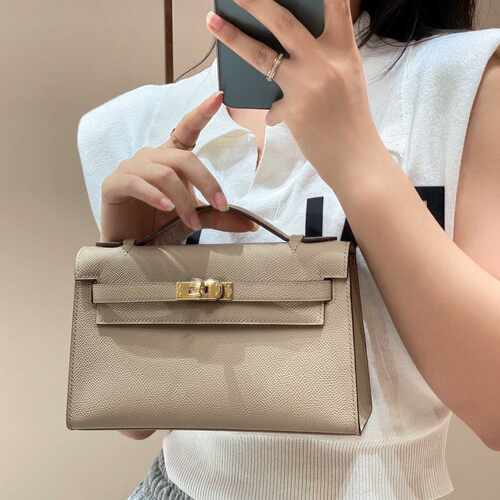 2025新款真皮女包mini手掌纹一代凯利包时尚单肩斜挎手提小包包潮