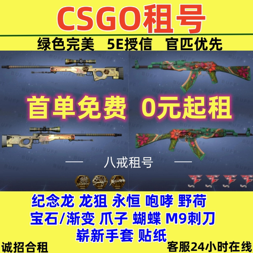 CSGO租号绿色完5E美纪念龙狙永恒野荷咆哮宝石蝴蝶爪潘多拉迈阿密