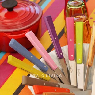 法国进口Opinel彩色法式餐桌西餐具四件套实木手柄不锈钢西餐刀具