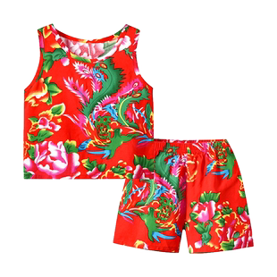 东北风女童夏装套装婴儿两件套中国风女宝宝夏天衣服儿童搞怪服装