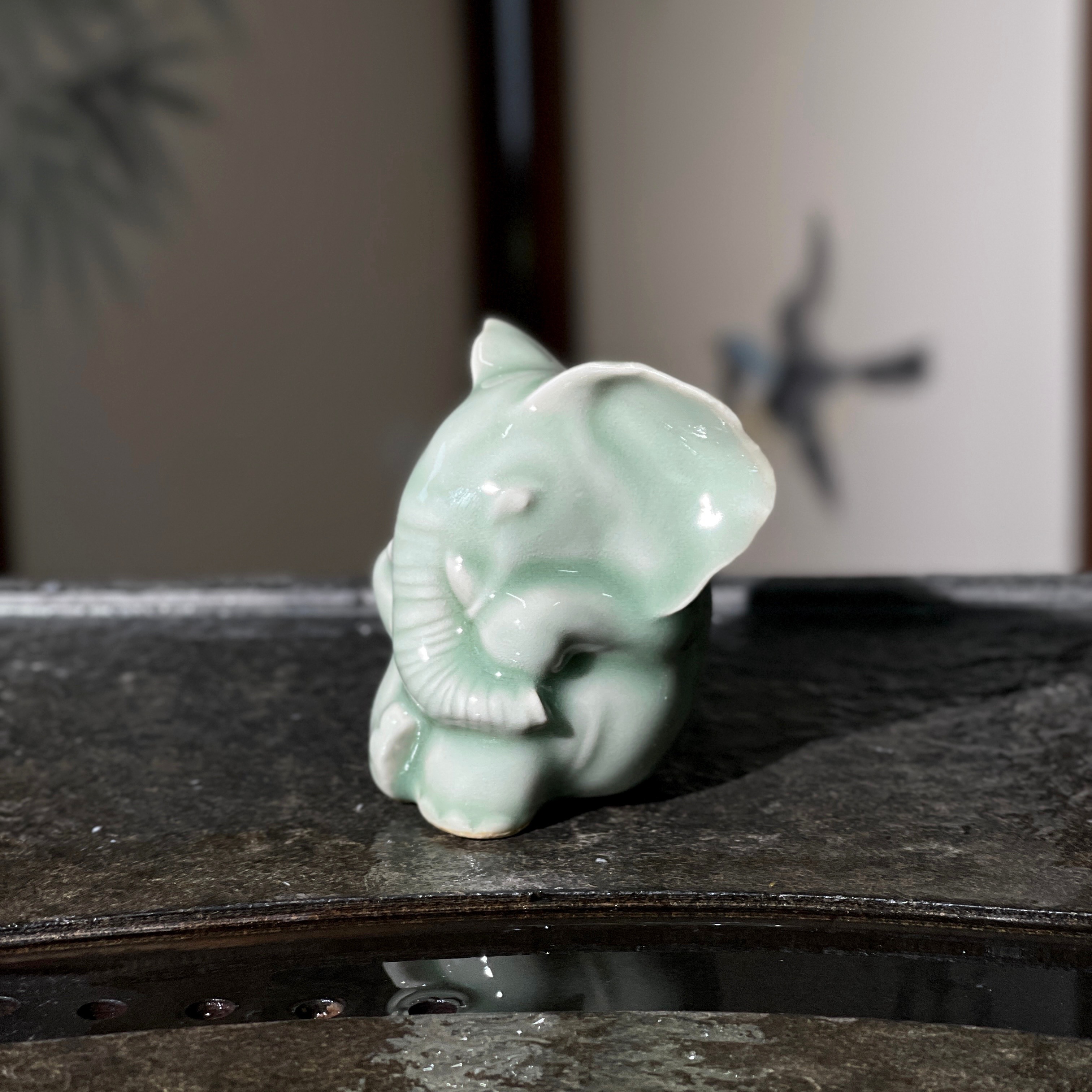 耀州窑青瓷天青秘色文创茶具大师文房香具摆件大象小猪小鱼茶宠