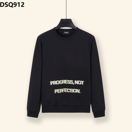 秋冬新款潮牌卫衣男女宽松纯棉DSQ2简约字母印花圆领长袖情侣上衣