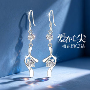 银耳环女士女流苏耳饰999纯银999足银耳钉秋冬高级感养耳洞中长款