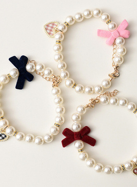 蝴蝶结猫咪珍珠项圈54