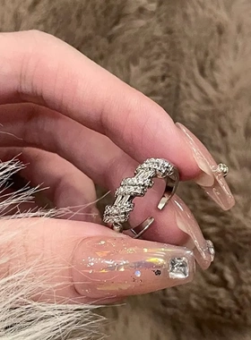 小众设计感轻奢时尚锆石戒指女气质百搭复古个性可调节指环食指戒