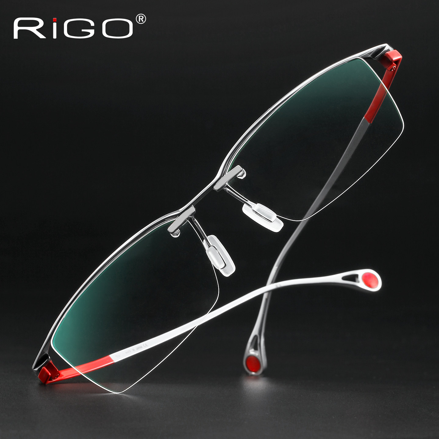 马化腾同款眼镜框男 商务眼镜架纯钛红色 时尚眉线框近视眼镜白色