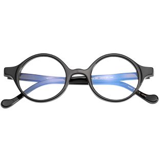 赛璐璐近视眼镜框男日式手工复古厚重小圆框43mm黑玳瑁眼镜架个性