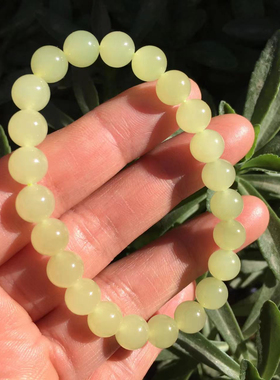 新疆若羌黄口料手串男女款玉石手链单圈手串男女款圆珠手串8mm