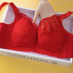 戴歌华2024年新款本命年结婚红色内衣大胸显小文胸调整内衣女大码