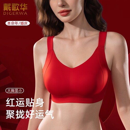 戴歌华喜庆红内衣本命年大胸显小