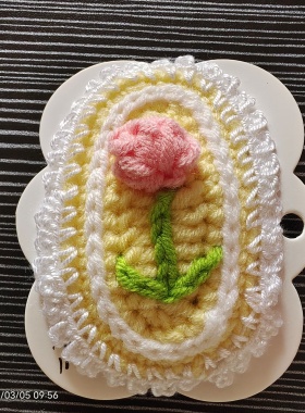 手工钩织郁金香发夹成品 毛线编织花朵边夹 少女心刘海夹头饰礼物