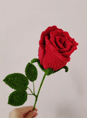 钩织玫瑰花手工毛线钩织永生花