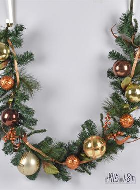 圣诞装饰品绿色松果红果180CM藤条挂饰商场橱窗场景布置藤条挂件