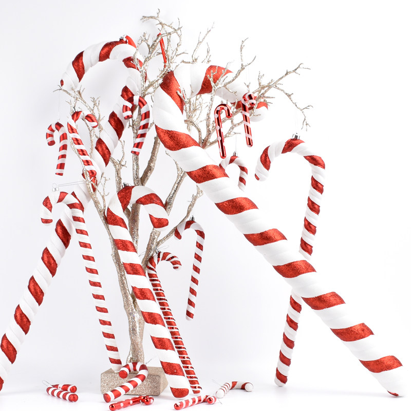 海外现货圣诞节装饰品15-90cm红白彩绘拍摄搭配道具店铺场景装饰