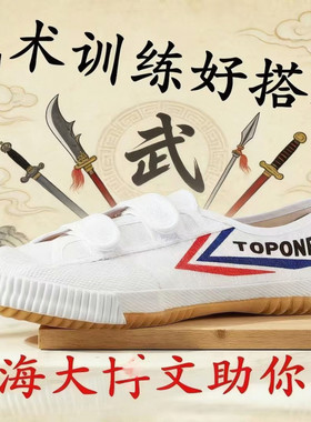 新款大博文飞跃田径鞋儿童鞋魔术贴鞋练武武术学校专用鞋帆布鞋
