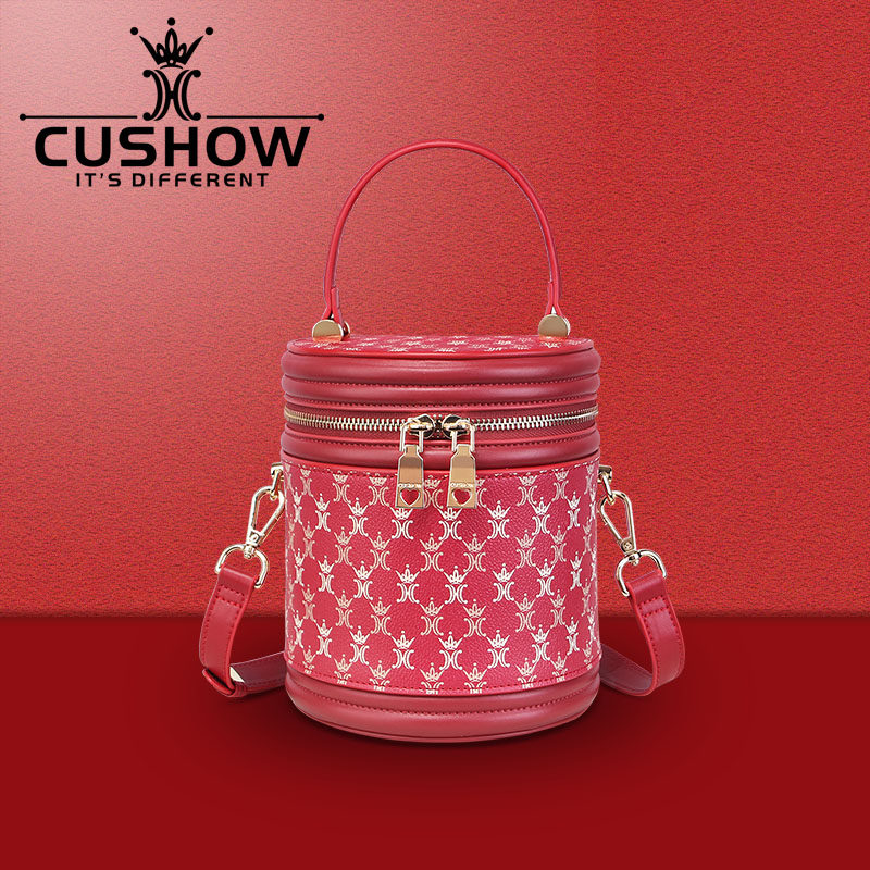 卡秀真皮圆柱水桶包2025新款原创高级感牛皮女包单肩斜跨新娘婚包,箱包皮具/热销女包/男包,水桶包,淘宝优惠券,粉丝福利购,淘宝优惠卷