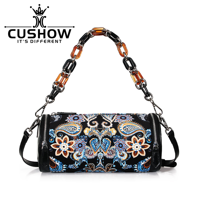 卡秀原创印花亚克力链条桶包