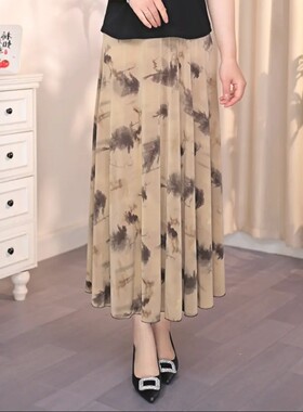 夏季胖妈妈大码高腰显瘦碎花半裙