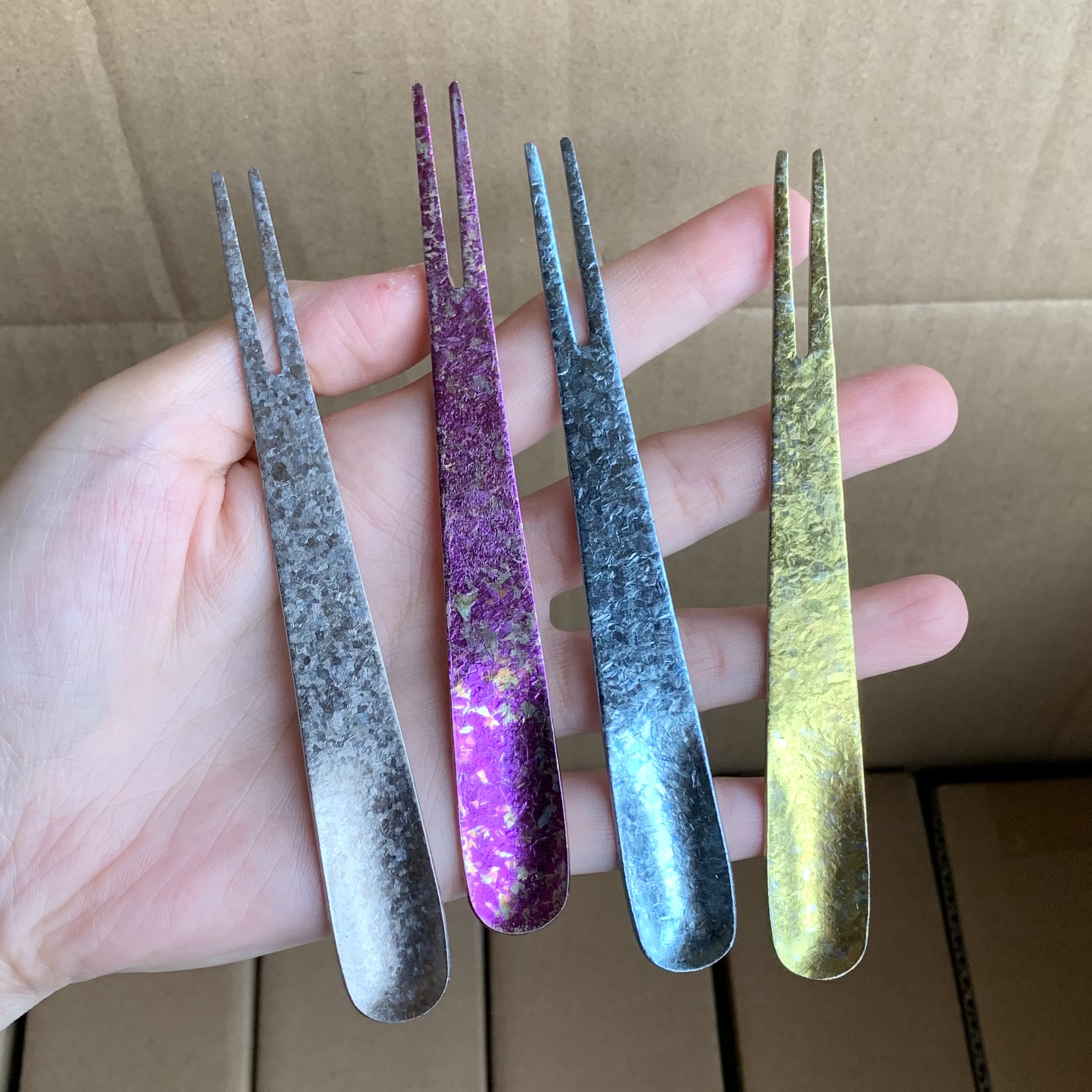 纯钛冰花结晶两用叉勺水果高颜值