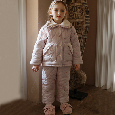 女童三层夹棉家居服碎花省服