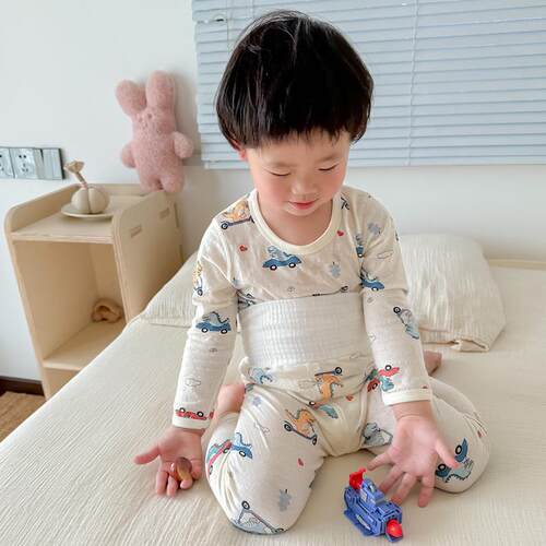宝宝睡衣纯棉高腰护肚春夏薄款