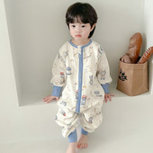 秋冬儿童纯棉长袖 纱布男宝宝护肚A类女孩婴儿分腿睡袋防踢被四季