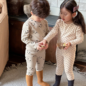 ins风儿童保暖睡衣秋衣秋裤 A类无痕纯棉男女童无骨磨毛宝宝家居服