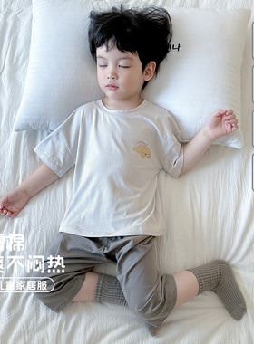 男女童圆领短袖七分裤套装家居服