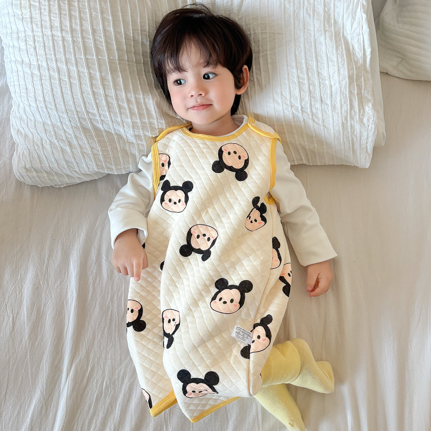 25宝宝无袖睡袋春秋款儿童连体马甲薄棉护肚保暖婴儿背心式防踢被