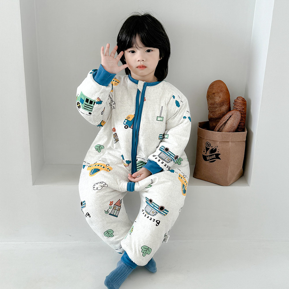 纯棉无痕防踢被子睡袋连体睡衣