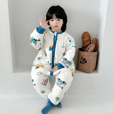 纯棉无痕防踢被子睡袋连体睡衣