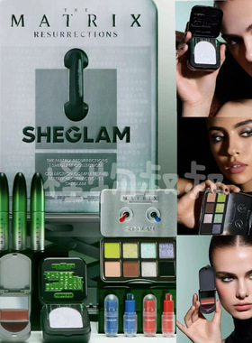 现货SHEGLAM联名Matrix黑客帝国眼影盘腮红膏高光唇蜜唇颊多用膏