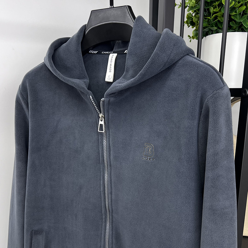 男士双面奥粒绒连帽卫衣开衫外套