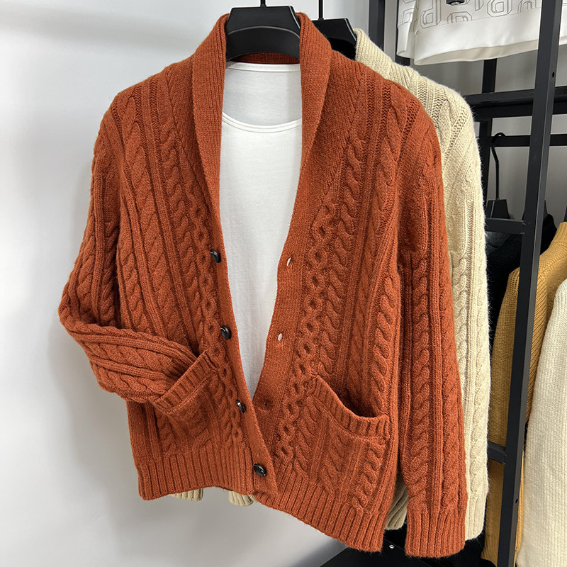 秋冬季男士毛衣开衫针织外套修身线衣青果领潮流纯色麻花休闲上衣,男装,针织衫/毛衣,淘宝优惠券,粉丝福利购,淘宝优惠卷