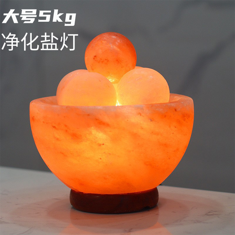 进口喜马拉雅盐灯聚宝盆led大号卧室天然水晶岩暧光灯长明灯礼品