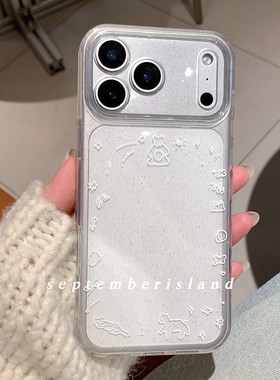 可爱卡通相框透明闪粉软壳适用iPhone17promax可爱少女蝴蝶结iphone15Pro手机壳13苹果14Pro全包16加厚防摔
