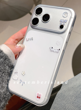 原创简约卡通透明壳适用苹果17promax手机壳15pro全包防摔16promax软壳13pro可爱tpu17紫色硅胶tpu少女心爱心